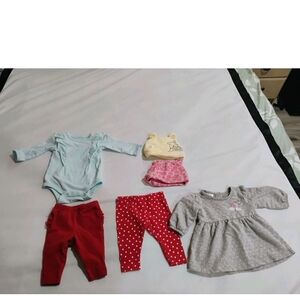 Baby Girls 6 Piece Mixed Clothes Lot Size 0-3M
